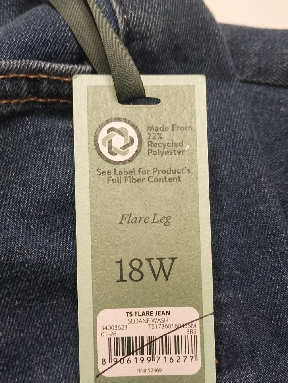 Flare Denim Jeans NWT Sz 18W Med Wash High-Rise Button Close Stretchy Retro Y2K - Picture 7 of 13